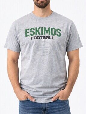 Vintage Edmonton Eskimos Football Tee Large Gray Bulletin CFL Sports Fan Shirt